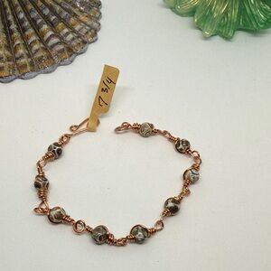 Artisan Copper and Earth-Toned Beaded Bracelet